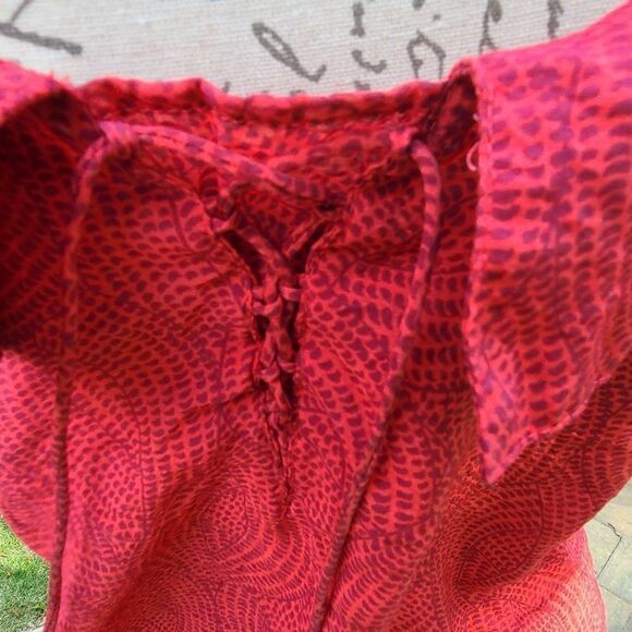 MAEVE -255 Anthropologie Mandalay Open-Shoulder Blouse Red Small - Picture 7 of 10